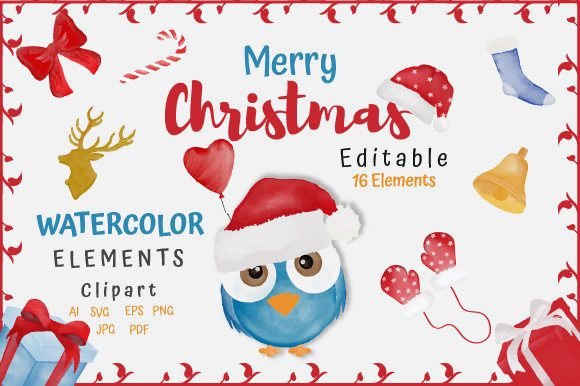 Christmas Watercolor Elements Collection: A Graphic Design Asset for Festive Crafting