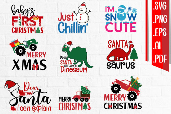 Kids Christmas Bundle Graphics for Crafts and Local Branding