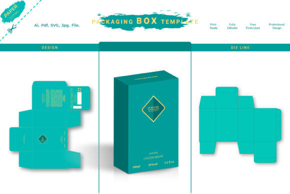 Luxury Perfume Packaging Box Design for Cosmetic Graphics