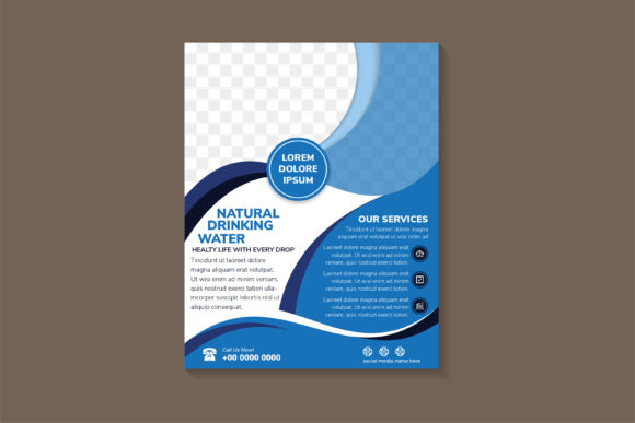 Natural Drinking Water Blue Vertical Fly Graphics for Print Templates