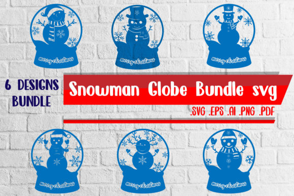 Snowman Globe Bundle Graphic Design Asset for Crafts