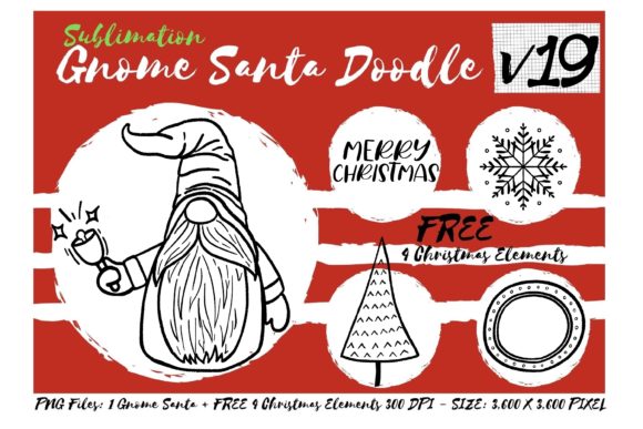 Sublimation Gnome Santa Doodle V19 Review for Embroidery Projects
