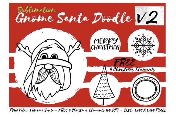 Sublimation Gnome Santa Doodle V2 for Local Business Graphics