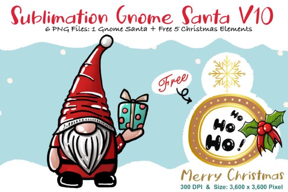 Sublimation Gnome Santa V10: A Festive Graphic for Crafting