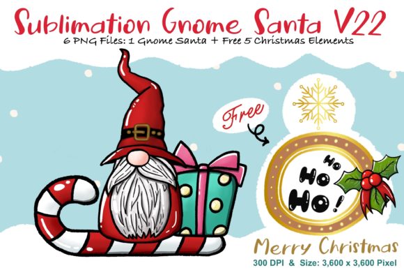 Sublimation Gnome Santa V22: A Playful Graphic Asset for Seasonal Content