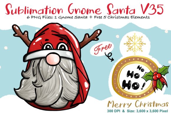 Sublimation Gnome Santa V35 for Graphics and Illustrations