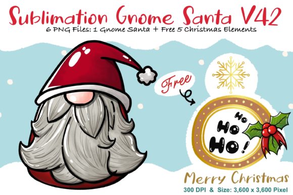 Sublimation Gnome Santa V42 Graphics for Handmade Creations