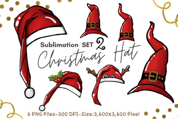 Sublimation Set 2 Christmas Hat for Graphics and Illustrations